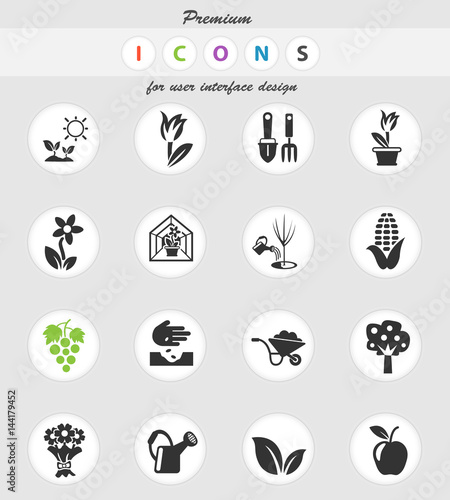 plants tools icon set