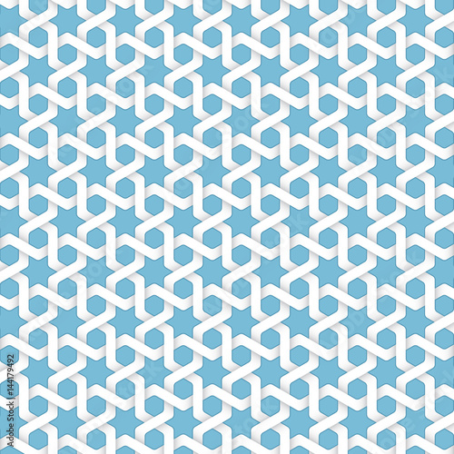 Vector abstract geometric islamic background. Based on ethnic muslim ornaments. Intertwined paper stripes. Elegant background for cards, invitations etc.