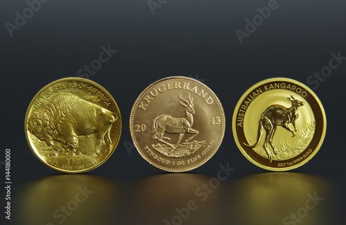 Goldmünzen - Nugget Kangaroo - Krugerrand und Amercian Buffalo