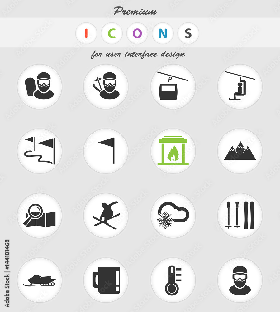 skiing icon set skiing icon set