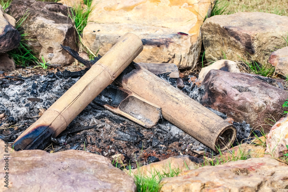 Closeup fire pit on the camping ground Closeup fire pit on the camping ground