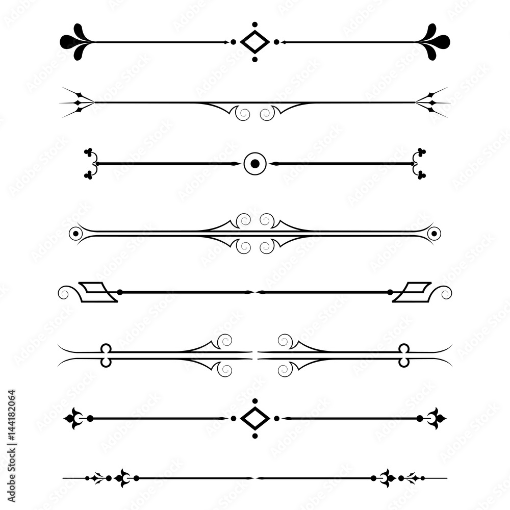 set of calligraphic design elements and page decor, set of calligraphic design elements and page decor,