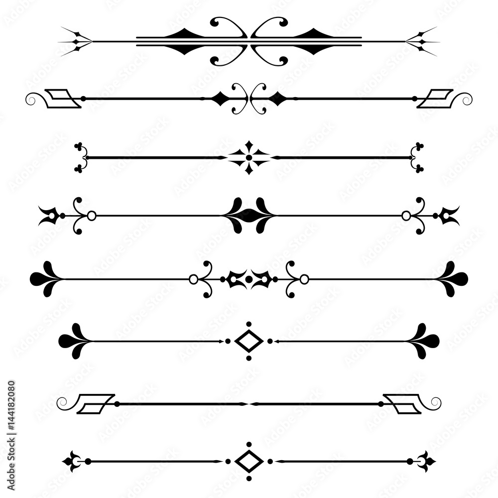 set of calligraphic design elements and page decor set of calligraphic design elements and page decor