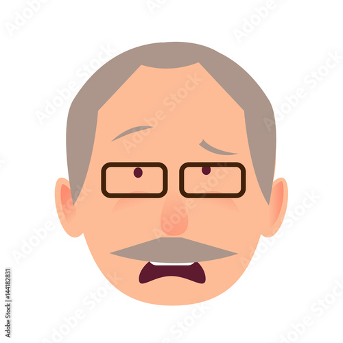 Sorrowful Face Emotion on Elderly Man Head Vector