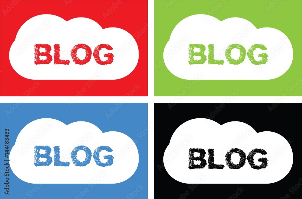 BLOG text, on cloud bubble sign. BLOG text, on cloud bubble sign.