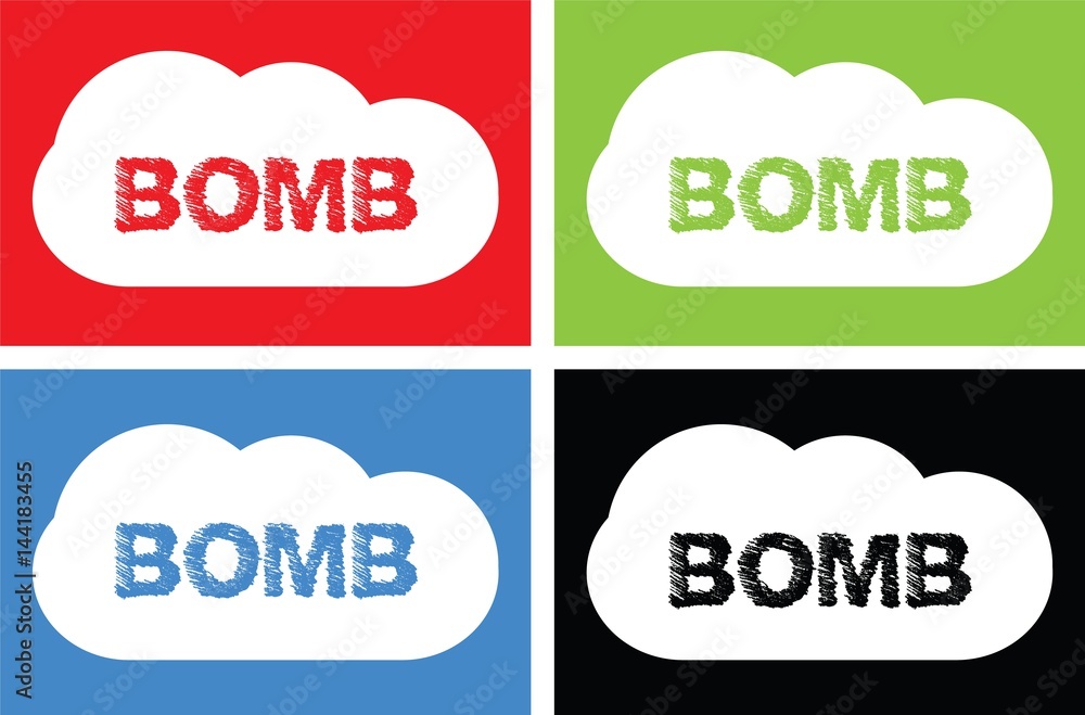 BOMB text, on cloud bubble sign. BOMB text, on cloud bubble sign.