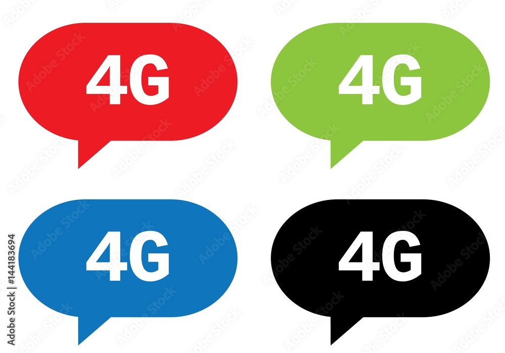 4G text, on rectangle speech bubble sign. 4G text, on rectangle speech bubble sign.