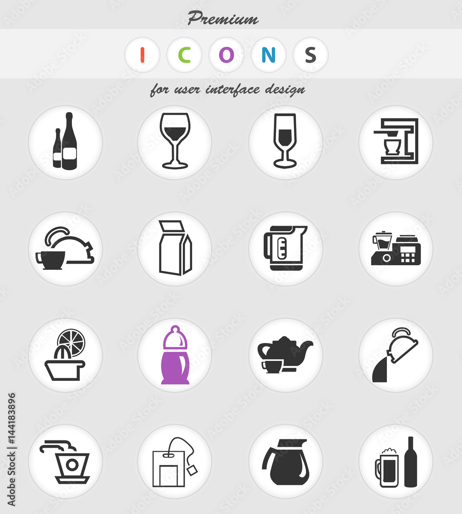 utensils for beverages icon set utensils for beverages icon set