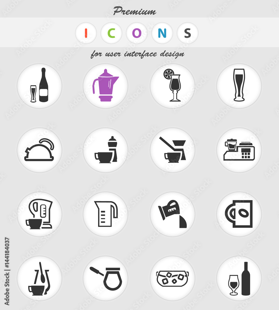 utensils for beverages icon set utensils for beverages icon set