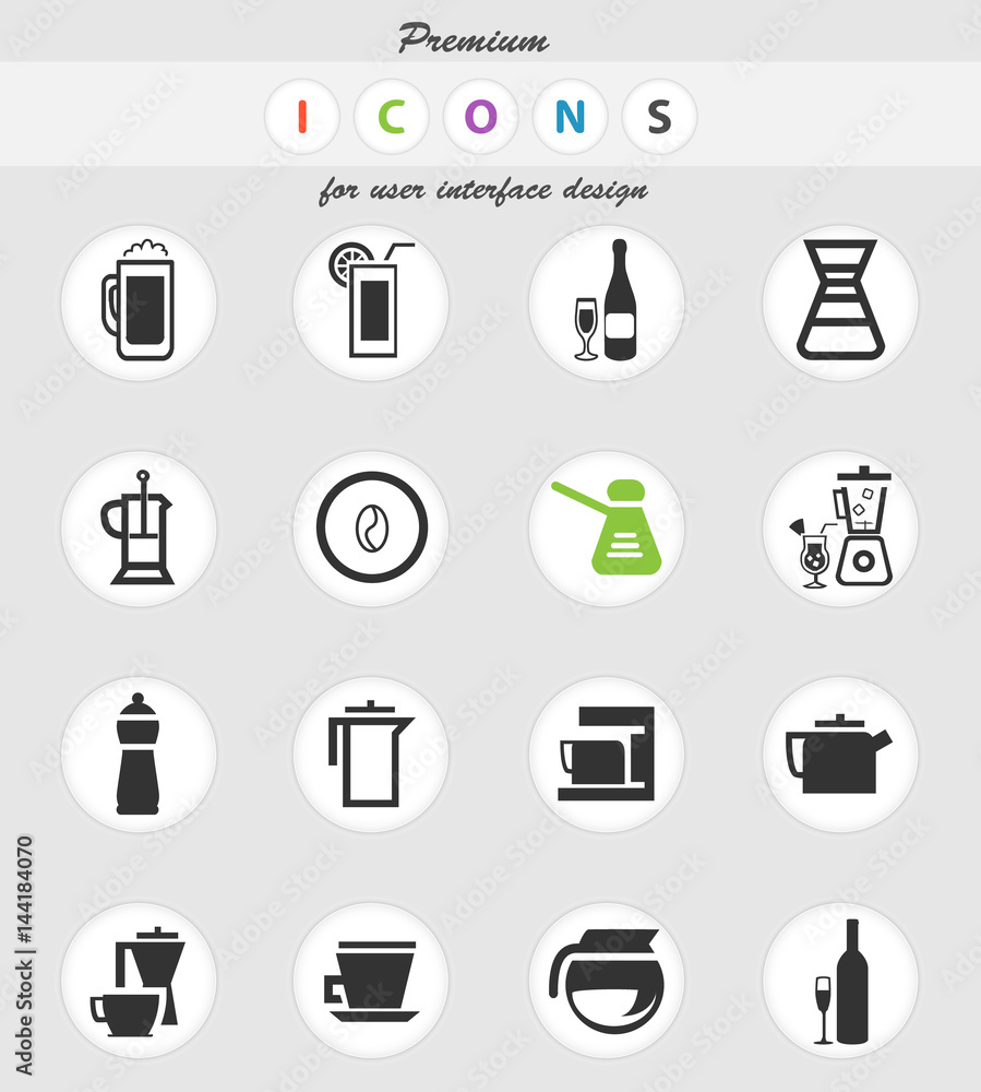 utensils for beverages icon set utensils for beverages icon set