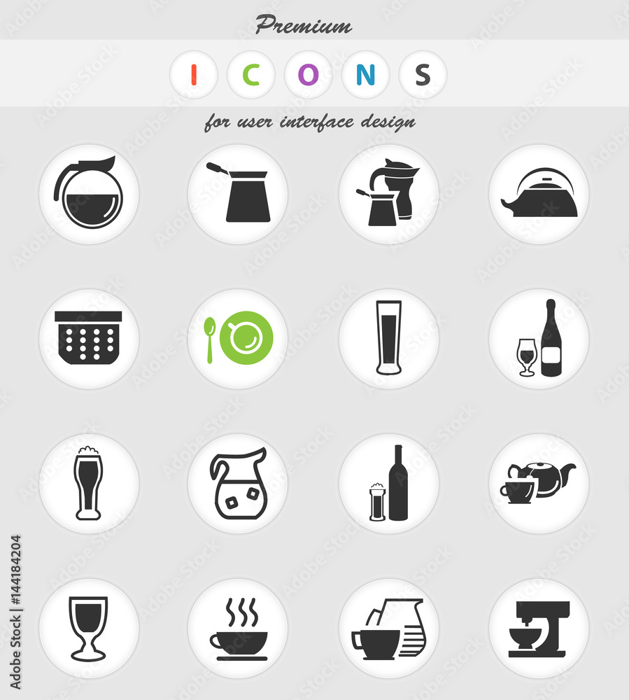 utensils for beverages icon set utensils for beverages icon set