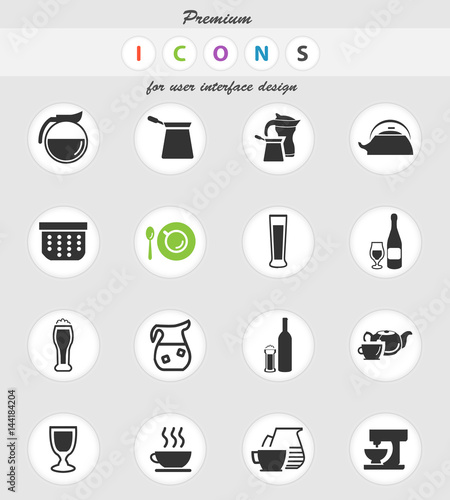 utensils for beverages icon set