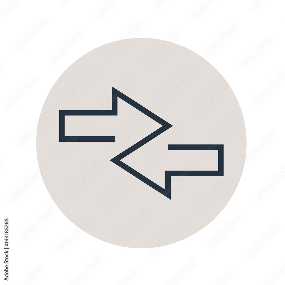 Icono plano flechas dos direcciones en circulo gris Icono plano flechas dos direcciones en circulo gris