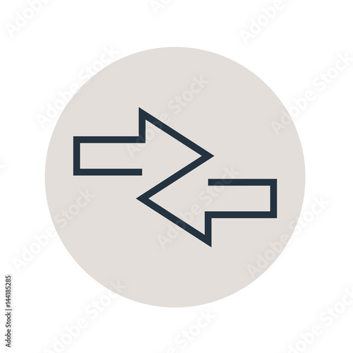 Icono plano flechas dos direcciones en circulo gris