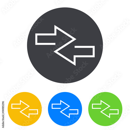 Icono plano flechas dos direcciones en circulo varios colores