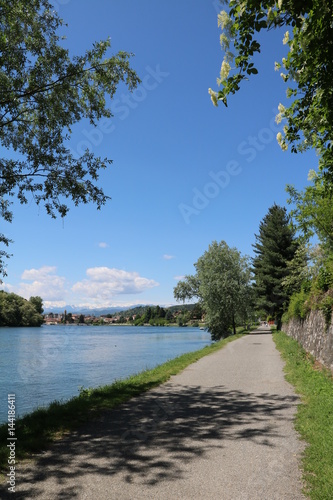 River Ticino nearby Sesto Calende in spring, Lombardy Italy