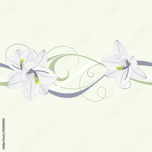 Seamless hand-drawing floral background with flower lily © seliaz