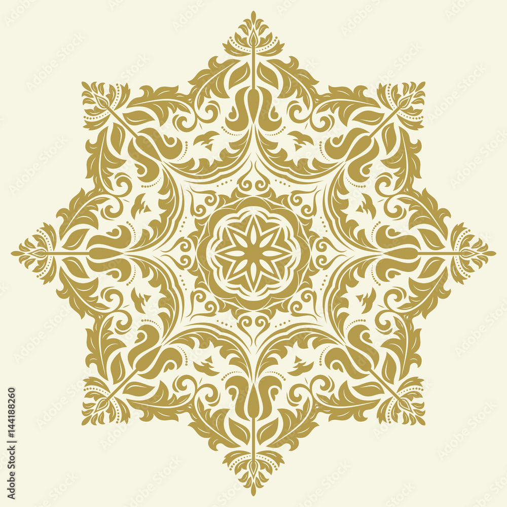 Elegant vector ornament in classic style. Abstract traditional pattern with golden oriental elements. Classic vintage pattern