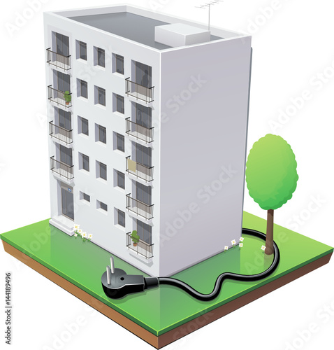 Immeuble et consommation électrique (détouré)