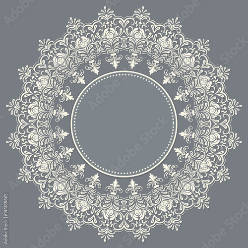 Vector ornamental round lace with damask and arabesque elements. Mehndi style. Orient traditional ornament. Zentangle-like round colored floral ornament.