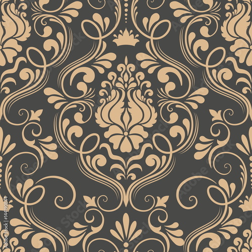 Vector damask seamless pattern element. Classical luxury old fashioned damask ornament, royal victorian seamless texture for wallpapers, textile, wrapping. Exquisite floral baroque template.