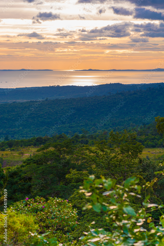 Sunset view from the road in Bokor National Park - near Kampot, Cambodia