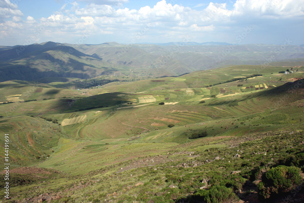 Beautiful landscape and scenery between Marakabei and Thaba Tseka, Lesotho, Southern Africa