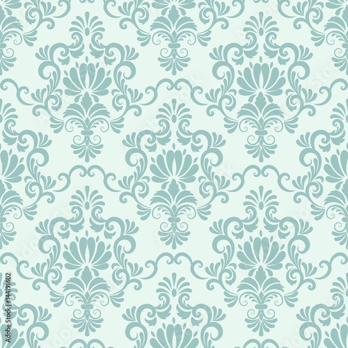 Vector damask seamless pattern background. Classical luxury old fashioned damask ornament, royal victorian seamless texture for wallpapers, textile, wrapping. Exquisite floral baroque template.