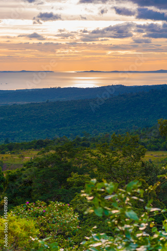 Sunset view from the road in Bokor National Park - near Kampot, Cambodia