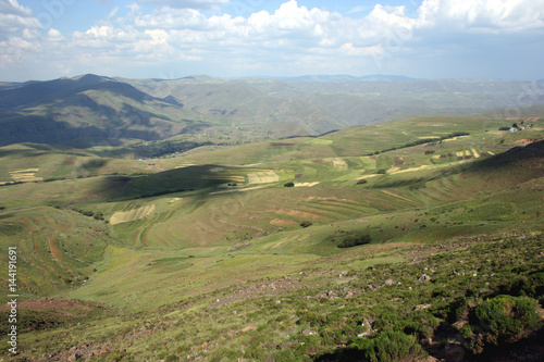 Beautiful landscape and scenery between Marakabei and Thaba Tseka, Lesotho, Southern Africa