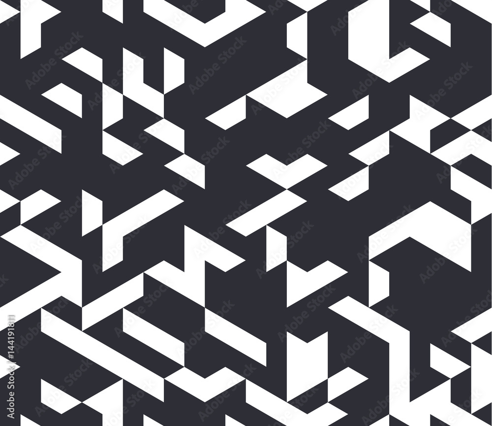 Irregular vector black and white abstract geometric pattern with triangles and hexagons Irregular vector black and white abstract geometric pattern with triangles and hexagons