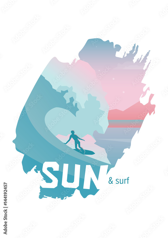 Obraz premium Sun and surf poster design