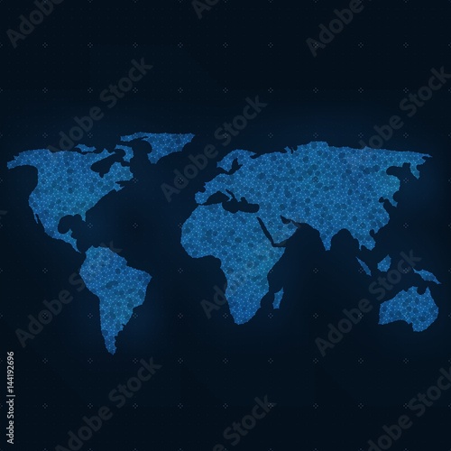 World abstract map. Vector background. Futuristic style card. Elegant background for business presentations. Lines, point, planes in 3d space.