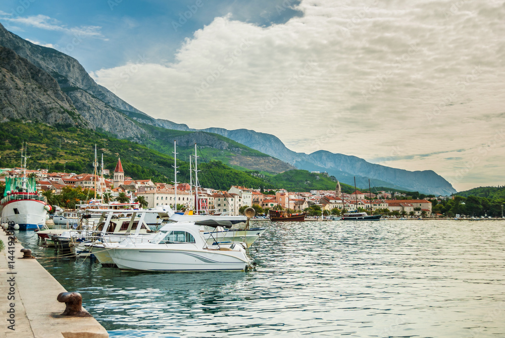 Fishing boats in the port of Makarska, Croatia Fishing boats in the port of Makarska, Croatia