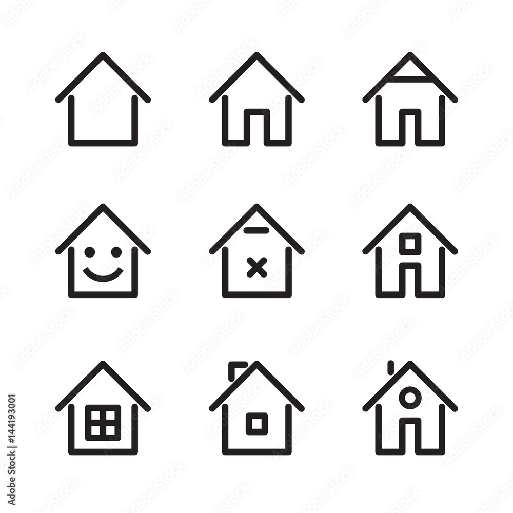 Set of house and home icon. Vector Illustration.