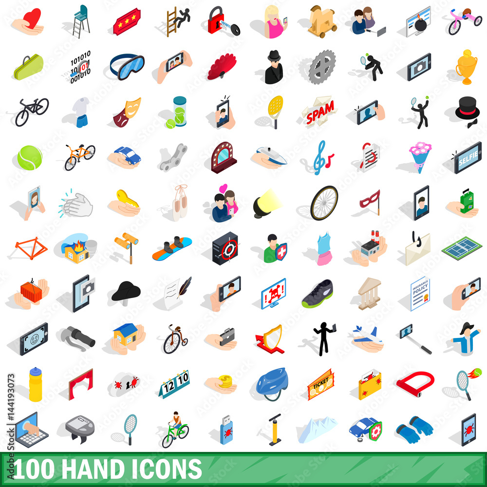 100 hand icons set, isometric 3d style 100 hand icons set, isometric 3d style