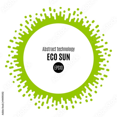 Modern flat eco sun. Liquid circle with drops and squirts. Vector illustration