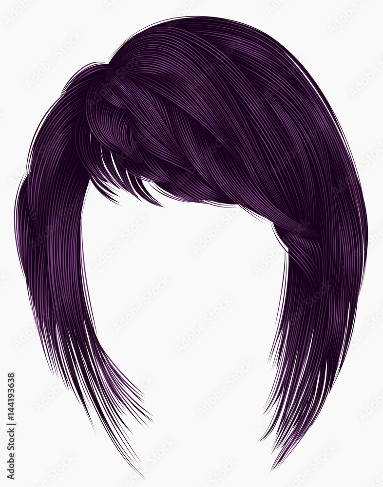 trendy woman purple colors . hairs kare with fringe . beauty style . trendy woman purple colors . hairs kare with fringe . beauty style .