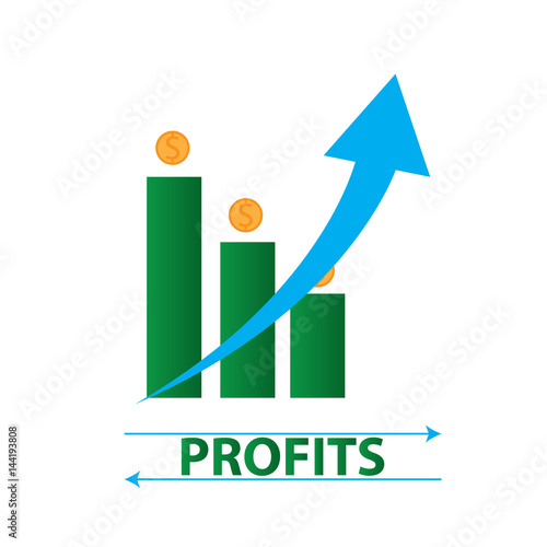 growth and declining chart showing improvement and losses of profit with arrow. vector illustration