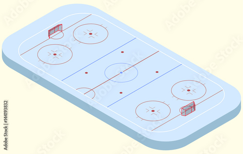 Isometric ice hockey rink in vector