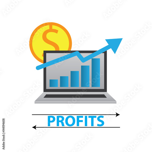 growth and declining chart showing improvement and losses of profit with arrow. vector illustration