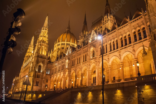 Budapest, Hungary - January 01, 2017: Hungarian Parliament building in Budapest, night photo © Irma