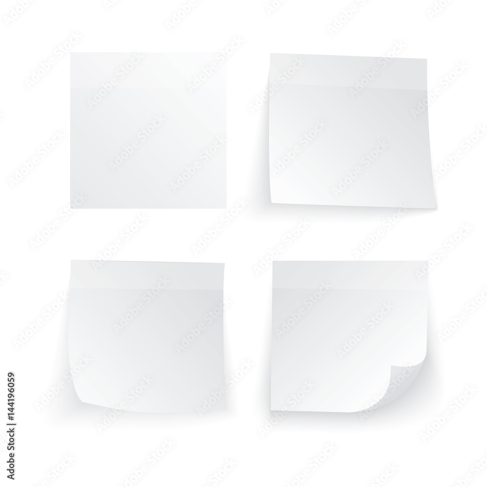 Modern vector illustration of Black and white stick note set isolated on white background Modern vector illustration of Black and white stick note set isolated on white background