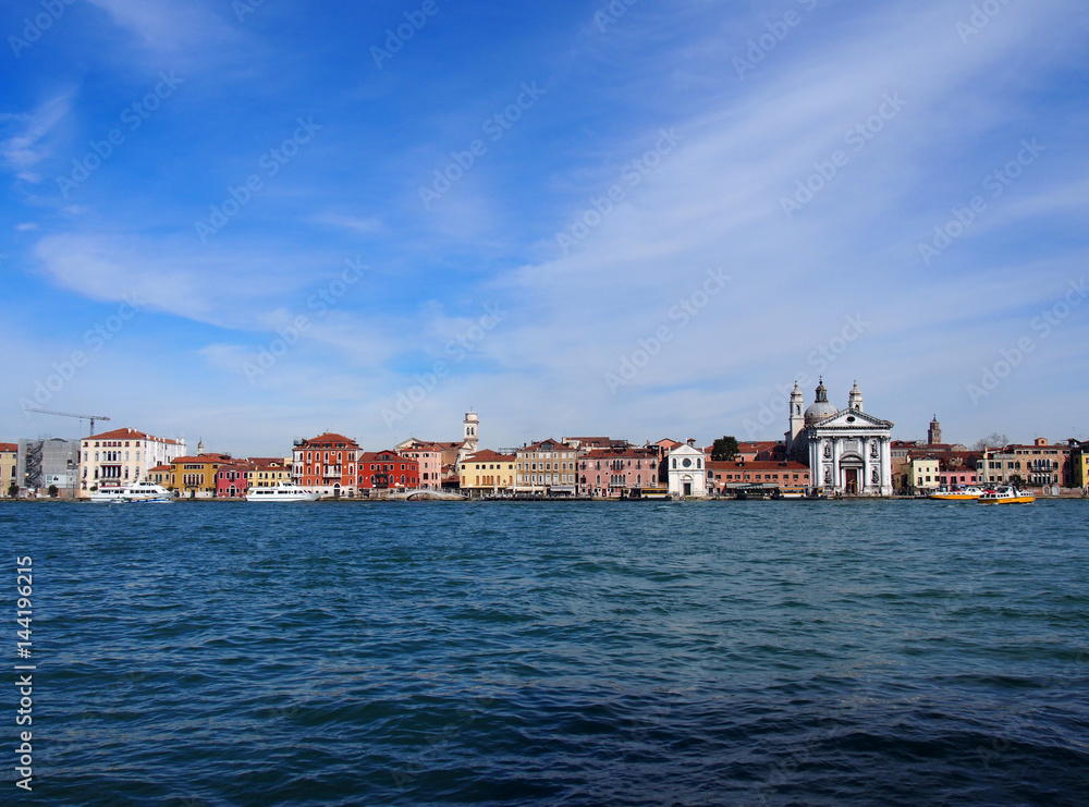 Venice seafront and salute area from the sea