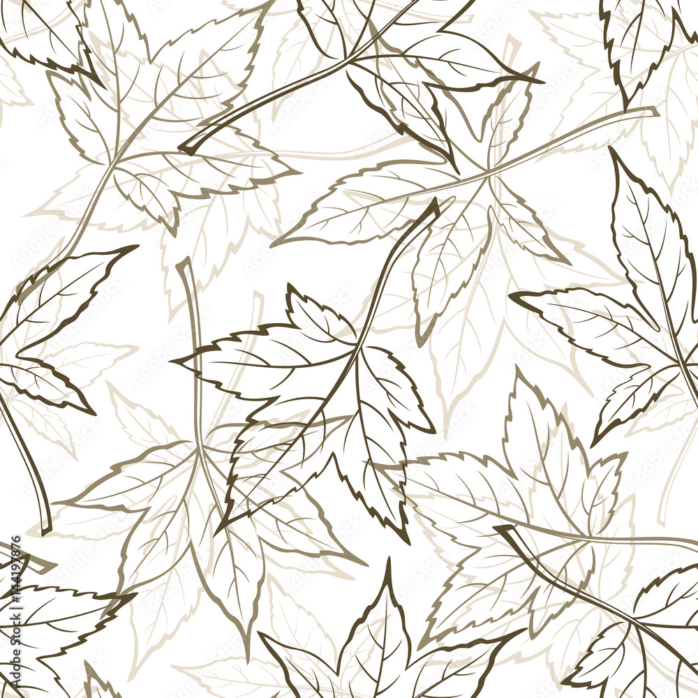 Seamless Background with Pictogram Leaves of Liquidambar Styraciflua or Maple Tree, Tile Nature Pattern. Vector Seamless Background with Pictogram Leaves of Liquidambar Styraciflua or Maple Tree, Tile Nature Pattern. Vector