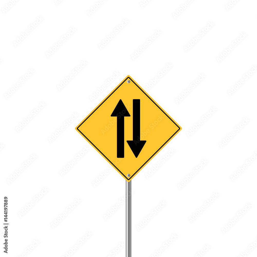 Road Sign Warning Two Way Traffic Road Sign Warning Two Way Traffic