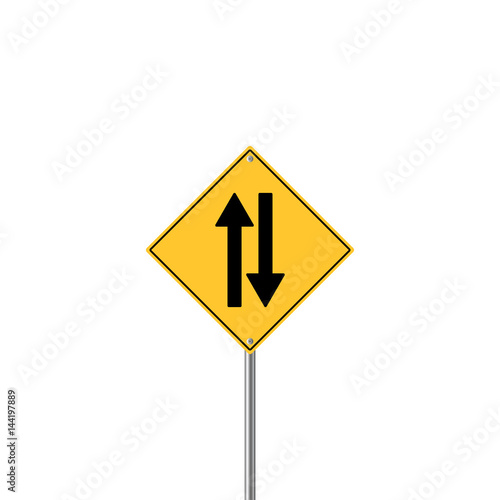 Road Sign Warning Two Way Traffic