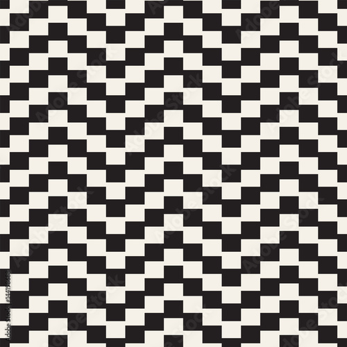 Repeatable geometric grid texture. Vector seamless mesh pattern. Monochrome zigzag lines abstract background