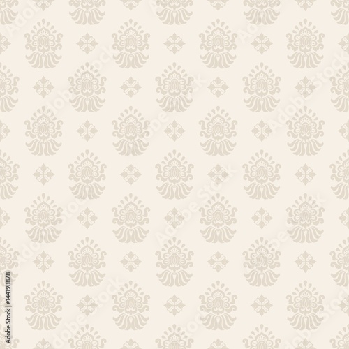 Vector damask seamless pattern background. Classical luxury old fashioned damask ornament, royal victorian seamless texture for wallpapers, textile, wrapping. Exquisite floral baroque template.