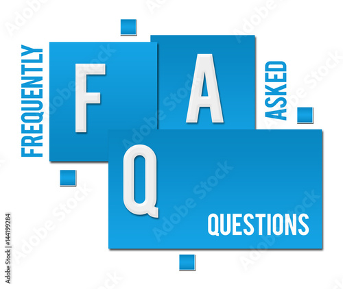 FAQ - Frequently Asked Questions Blue Squares Text 